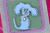 Blue dog wearing star necklace, ATC, ACEO