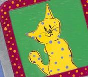 Yellow spotted kitty cat painting