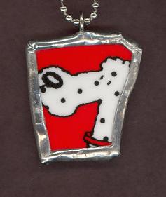 broken china cartoon puppy dog lead free soldered metal pendant