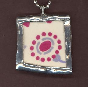 graphic stencil floral soldered pendant