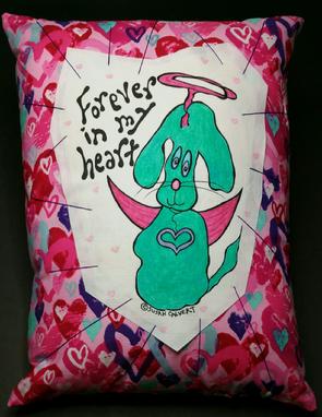 dog angel art, heart fabric, pet sympathy gift, doggie throw accent pillow