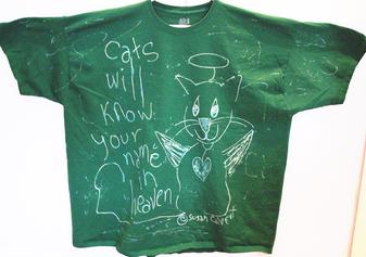 Fruit of the Loom 4XL Green 100% cotton tshirt cat angel