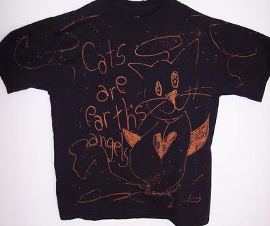 original hand drawn orange angel cat tshirt