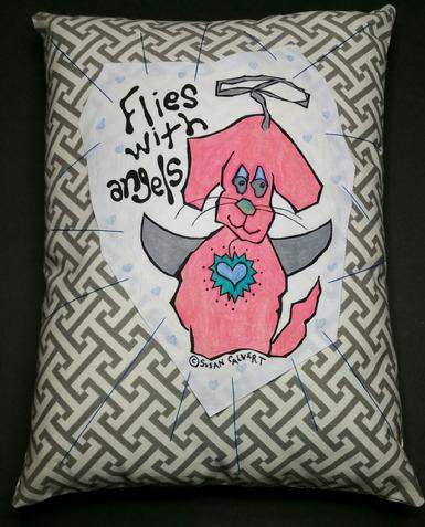 cat angel, designer art pillows, home decor accents, funny dog