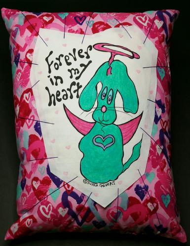 dog angel art, heart fabric, pet sympathy gift, doggie throw accent pillow