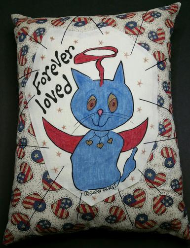 patriotic art, red white and blue cat angel, pet lovers gifts