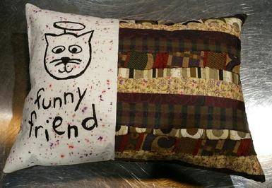 Friendship Pillow, Cat Angel,Quilted Art, Pet Gifts