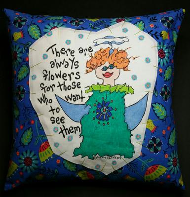 gardening decorations, home accent pillows, fairy angel, flower art